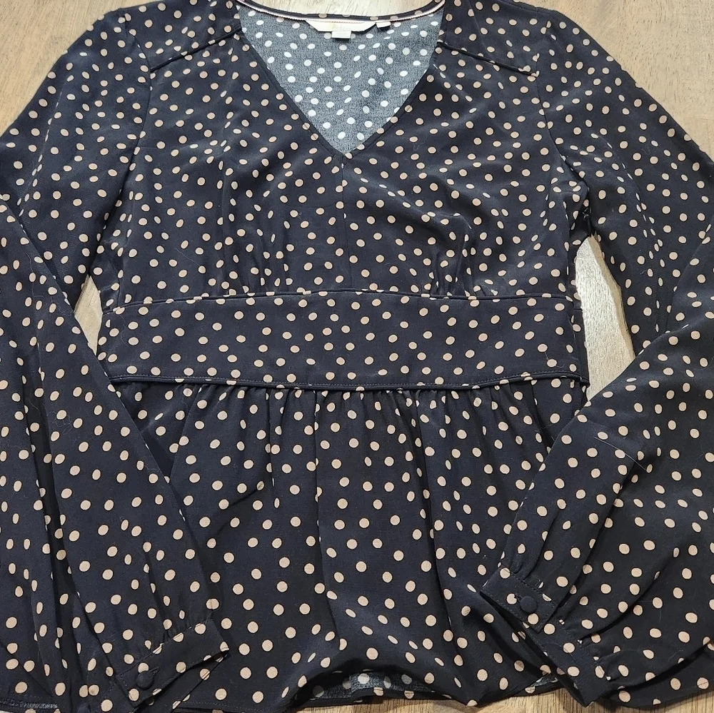 Boden Elsie Polka Dot Peplum Top Blouse size 4 - Picture 5 of 8
